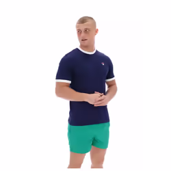 Fila Men's Cotton Crew Neck Classic Ringer T-Shirt - NAVY/GARDENIA , XXL
