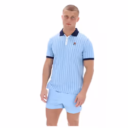 Fila Men's Retro Classic Cotton Striped Polo Shirt - BLUEBELL/NAVY/GARDENIA, SMALL