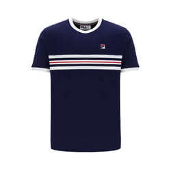Fila Men's Cotton Crew Neck Classic Ringer T-Shirt - NAVY/WHITE/RED, SMALL
