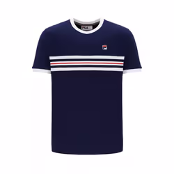 Fila Men's Cotton Crew Neck Classic Ringer T-Shirt - NAVY/WHITE/RED, MEDIUM