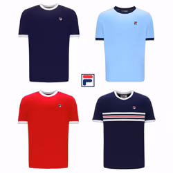 Fila Men's Cotton Crew Neck Classic Ringer T-Shirt - NAVY/WHITE/RED, MEDIUM