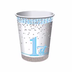 Forum Novelties 1st Birthday Party Cup - One Size, White/Sky Blue/Metallic Silver