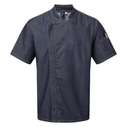 Premier Unisex Adult Short-Sleeved Chef Jacket - S, Indigo Denim