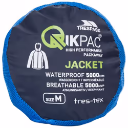 Trespass Qikpac X Unisex Packaway Jacket - XS, Nasvy/Blue