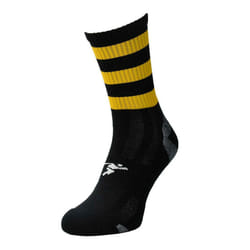 Precision Childrens/Kids Pro Hooped Football Socks - 12 UK Child-2 UK, Black/Amber Glow