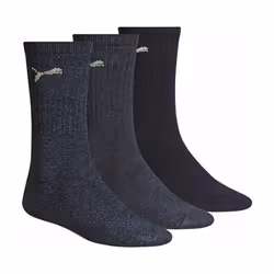 Puma Unisex Adult Crew Sports Socks (Pack of 3) - 9 UK-11 UK, Navy