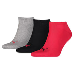 Puma Unisex Adult Invisible Socks (Pack of 3) - 12 UK-14 UK, Black/Red/Grey
