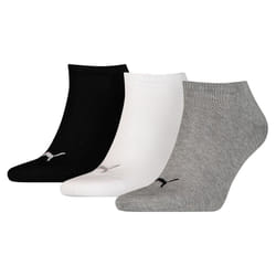 Puma Unisex Adult Invisible Socks (Pack of 3) - 12 UK-14 UK, Grey/White/Black