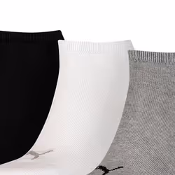 Puma Unisex Adult Invisible Socks (Pack of 3) - 12 UK-14 UK, Grey/White/Black