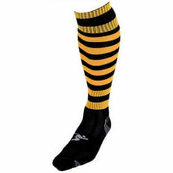 Precision Childrens/Kids Pro Hooped Football Socks - 12 UK Child-2 UK, Black/Amber Glow