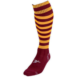 Precision Childrens/Kids Pro Hooped Football Socks - 12 UK Child-2 UK, Maroon/Amber Glow