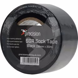 Precision Unisex Adult SGR Sock Tape (Pack Of 5) - 20m x 38mm, Black