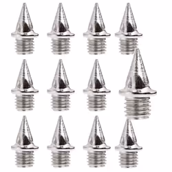 Precision Pyramid Athletic Shoe Spikes Set (Pack of 12) - 9mm, Silver