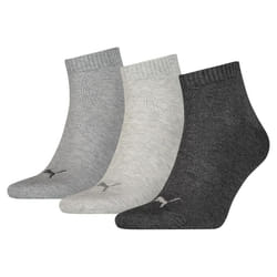 Puma Unisex Adult Quarter Training Ankle Socks (Pack of 3) - 2.5 UK-5 UK, Grey