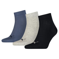 Puma Unisex Adult Quarter Training Ankle Socks (Pack of 3) - 2.5 UK-5 UK, Navy/Black/Light Grey
