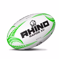 Rhino Rapide XV Rugby Ball - 4, White/Green