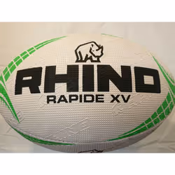 Rhino Rapide XV Rugby Ball - 4, White/Green