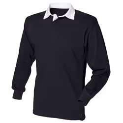 Front Row Long Sleeve Classic Rugby Polo Shirt - XS, Black/White