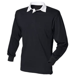 Front Row Long Sleeve Classic Rugby Polo Shirt - XS, Black/White