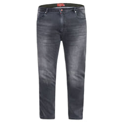 Duke Mens Benson King Size Tapered Fit Stretch Jeans - 40R, Grey Stonewash