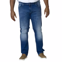 Duke Mens Ambrose Stretch Tapered Jeans - 50XL, Dark Blue Stonewash