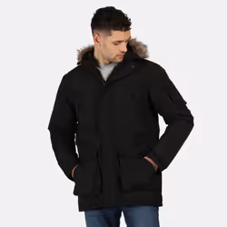 Regatta Mens Salinger II Faux Fur Insulated Parka - M, Black
