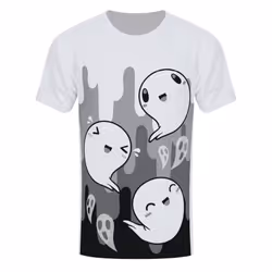 Grindstore Mens Happy Spooks T-Shirt - L, White/Black/Grey