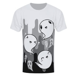 Grindstore Mens Happy Spooks T-Shirt - L, White/Black/Grey
