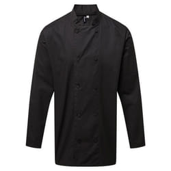 Premier Mens Coolchecker Long-Sleeved Chef Jacket - XS, Black