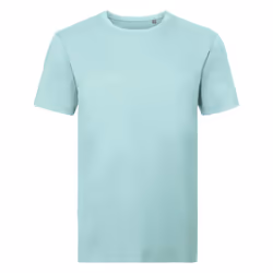 Russell Mens Organic Short-Sleeved T-Shirt - L, Aqua Blue