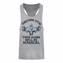 Grindstore Mens Unicorn Gym Racerback Vest Top - L-XL, Grey
