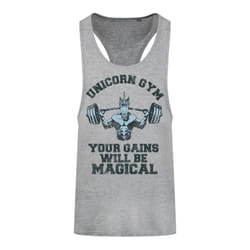 Grindstore Mens Unicorn Gym Racerback Vest Top - L-XL, Grey