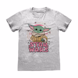 Star Wars: The Mandalorian Unisex Adult Starry Child T-Shirt - XL, Heather Grey