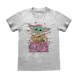 Star Wars: The Mandalorian Unisex Adult Starry Child T-Shirt - XL, Heather Grey
