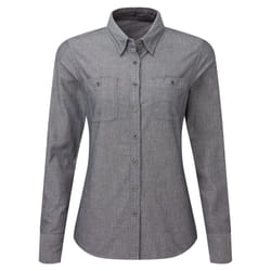 Premier Womens/Ladies Chambray Organic Long-Sleeved Shirt - L, Grey Denim
