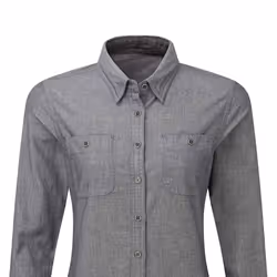 Premier Womens/Ladies Chambray Organic Long-Sleeved Shirt - L, Grey Denim