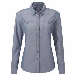 Premier Womens/Ladies Chambray Organic Long-Sleeved Shirt - 3XL, Indigo Denim