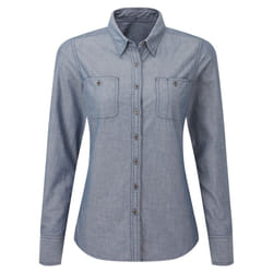 Premier Womens/Ladies Chambray Organic Long-Sleeved Shirt - 3XL, Indigo Denim