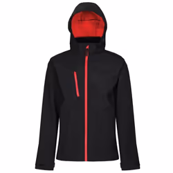 Regatta Mens Venturer Hooded Soft Shell Jacket - M, Black/Classic Red