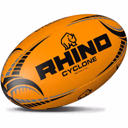 Rhino Cyclone Rugby Ball - 5, Fluorescent Orange