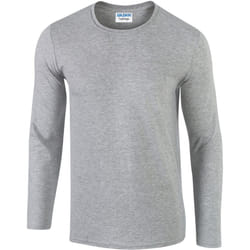 ) Gildan Mens Soft Style Long Sleeve T-Shirt (Pack Of 5) - L, Sport Grey (RS