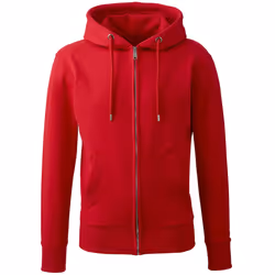 Anthem Mens Organic Full Zip Hoodie - S, Red