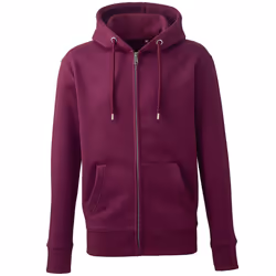 Anthem Mens Organic Full Zip Hoodie - S, Burgundy