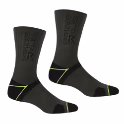 Regatta Mens Blister Protection II Socks (Pack of 2) - 9 UK-12 UK, Black/Electric Lime