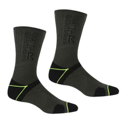 Regatta Mens Blister Protection II Socks (Pack of 2) - 9 UK-12 UK, Black/Electric Lime