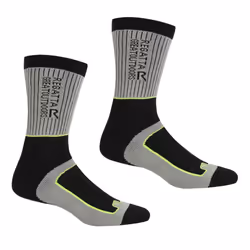 Regatta Mens Samaris 2 Season Socks (Pack of 2) - 6 UK-8 UK, Dark Steel/Electric Lime