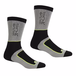 Regatta Mens Samaris 2 Season Socks (Pack of 2) - 9 UK-12 UK, Dark Steel/Electric Lime
