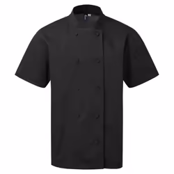 Premier Unisex Adult Coolchecker Short-Sleeved Chef Jacket - L, Black