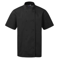 Premier Unisex Adult Coolchecker Short-Sleeved Chef Jacket - XL, Black