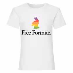 Free Fortnite Girls Rainbow Llama T-Shirt